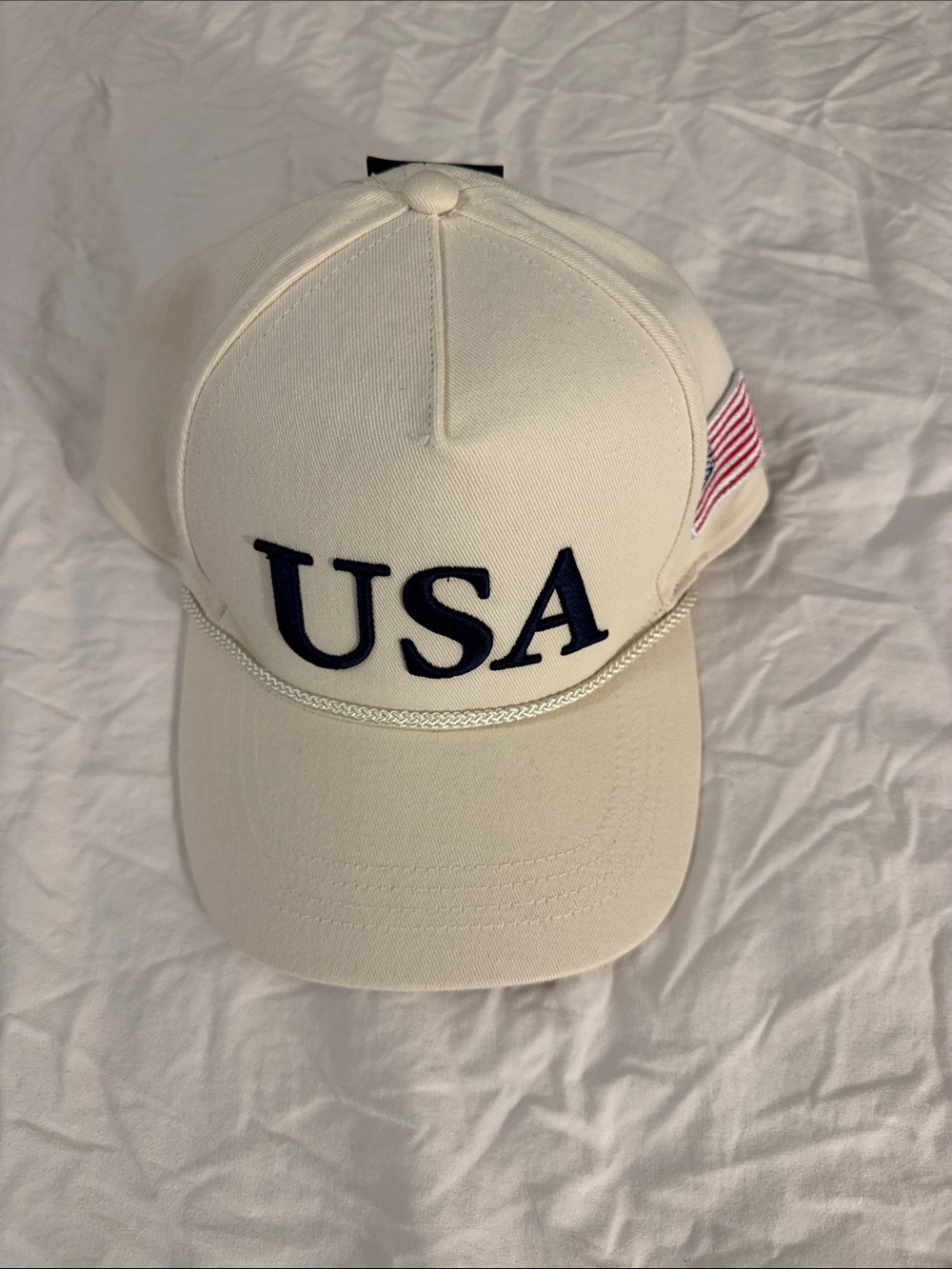 David and Young Cream and White Trucker-Style USA Cap
